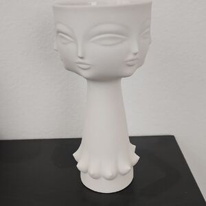 Jonathan Adler Matte White Dual-Faced Pedestal Vase- VERY RARE